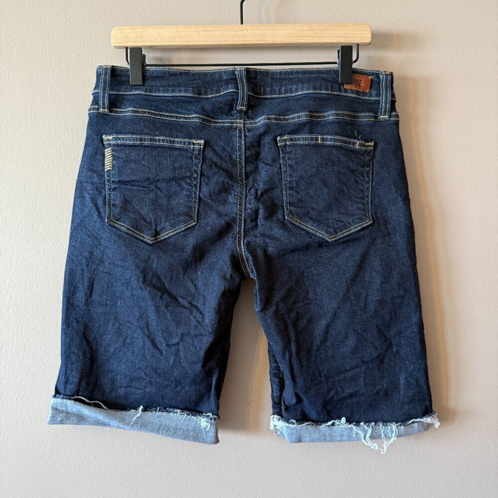 Women's 29 Paige Kimmie Bermuda Jean Short Frayed Hem Shorts Zipper Fly - Picture 3 of 7